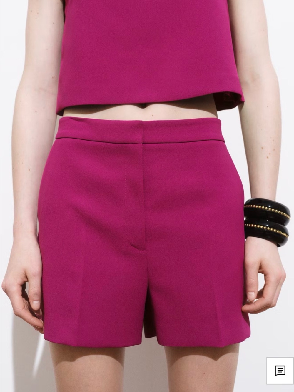 Mango Fuchsia High-Waist Tailored Shorts